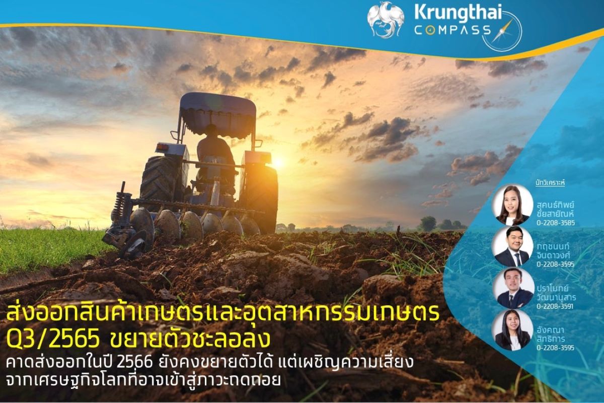 การส่งออกสินค้าเกษตรและอุตสาหกรรมเกษตรในไตรมาส 3 ปี 2565 _1