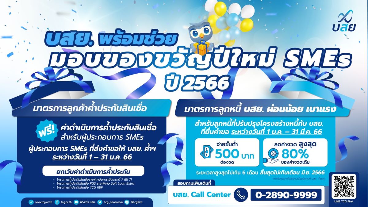บสย. มอบของขวัญปีใหม่ 2566 ช่วย SMEs 5,000 ราย