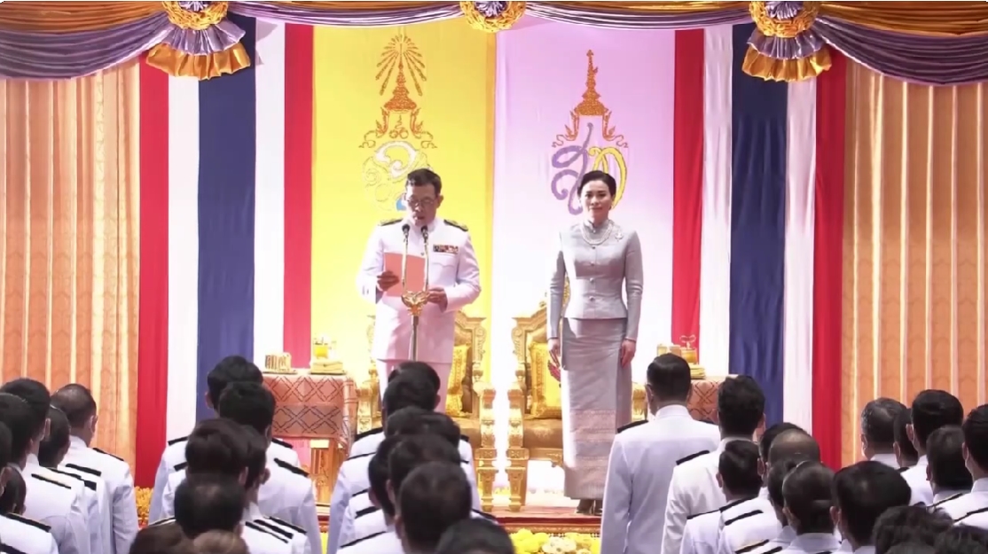 His Majesty the King accompanied by Her Majesty the Queen addresses parliament during the opening ceremony
